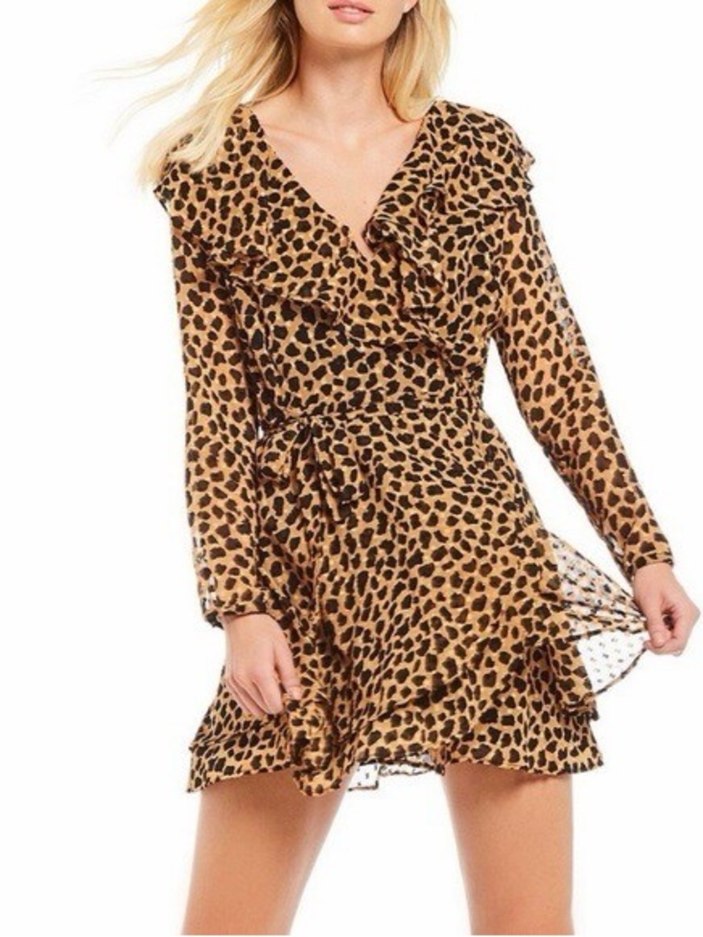 Free People Leopard Frenchie Wrap Dress